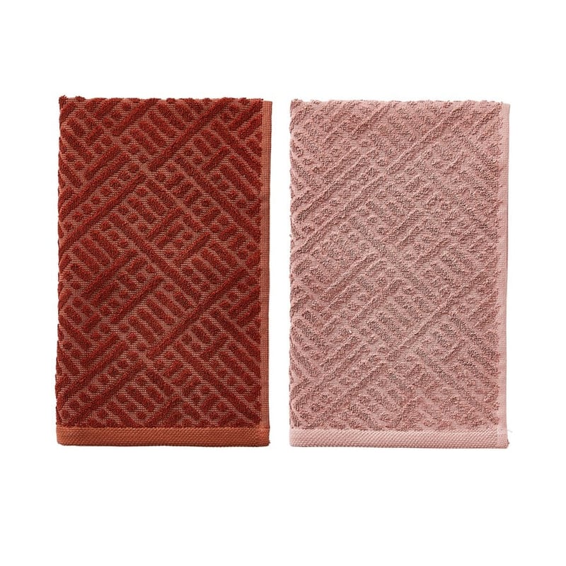 Aya Rouge & Rose Smoke Cotton Bamboo Tea Towel Pack of 2 