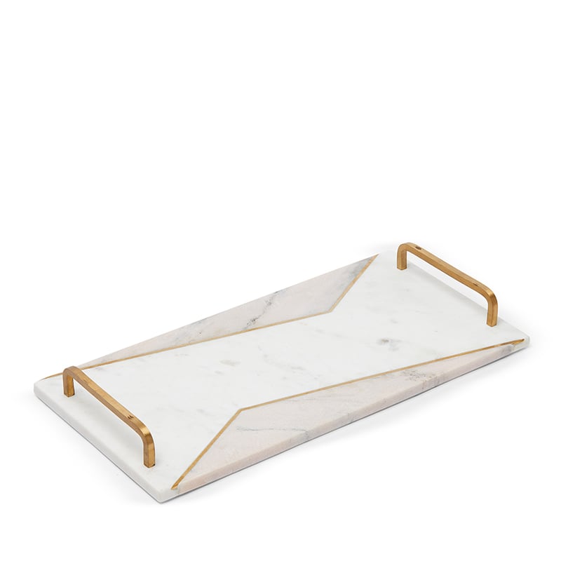 Deco Pink Marble Tray With Handles  