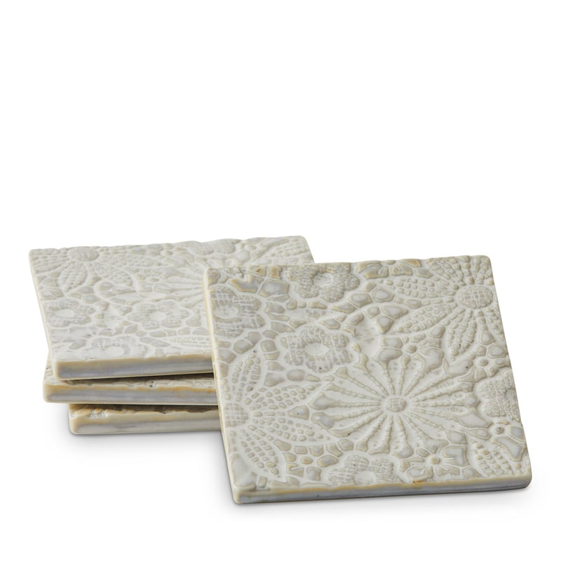 Wild Flower Servingware Off White Pack of 4 Coasters