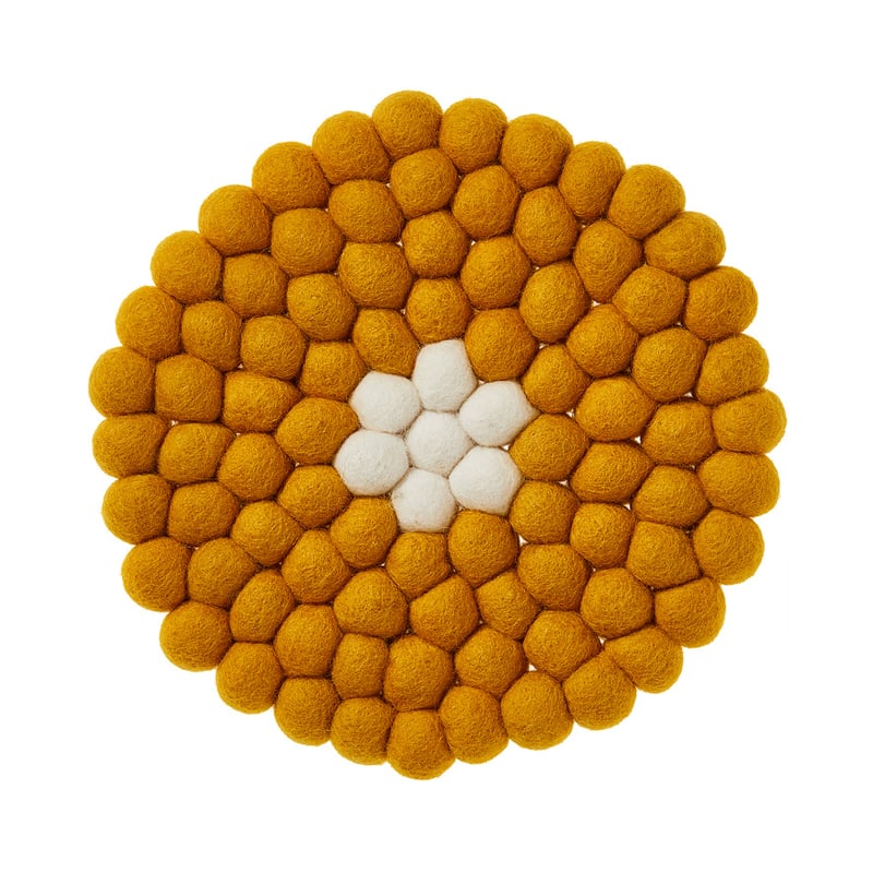Woollen Mustard & White Balls Trivet