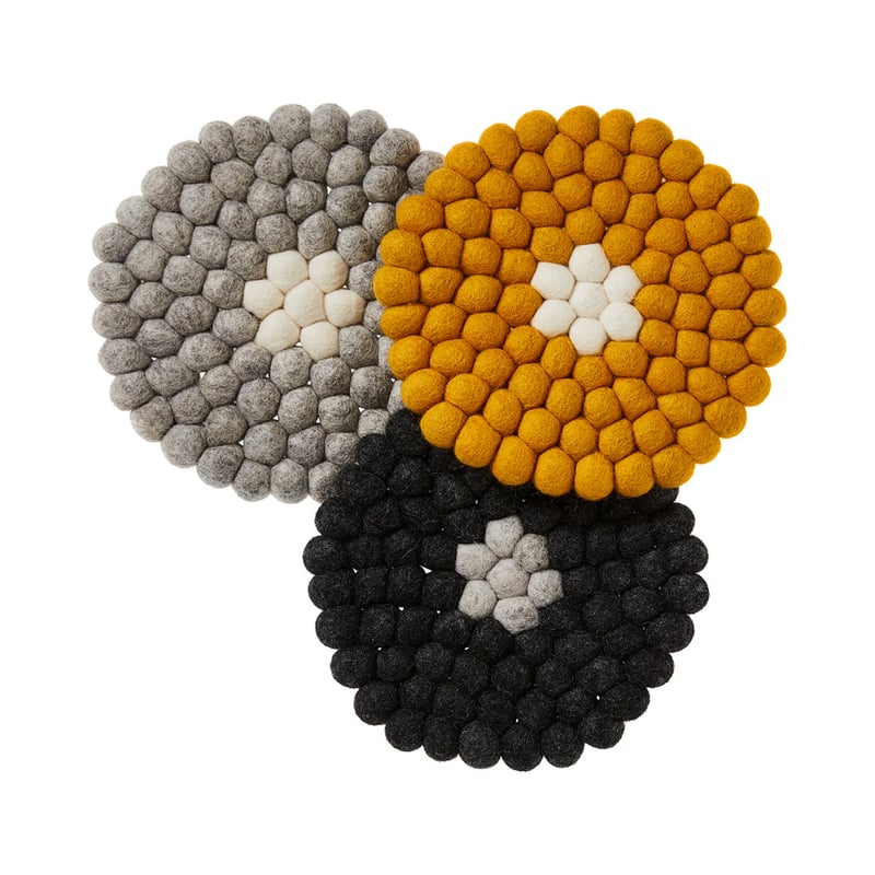 Woollen Mustard & White Balls Trivet