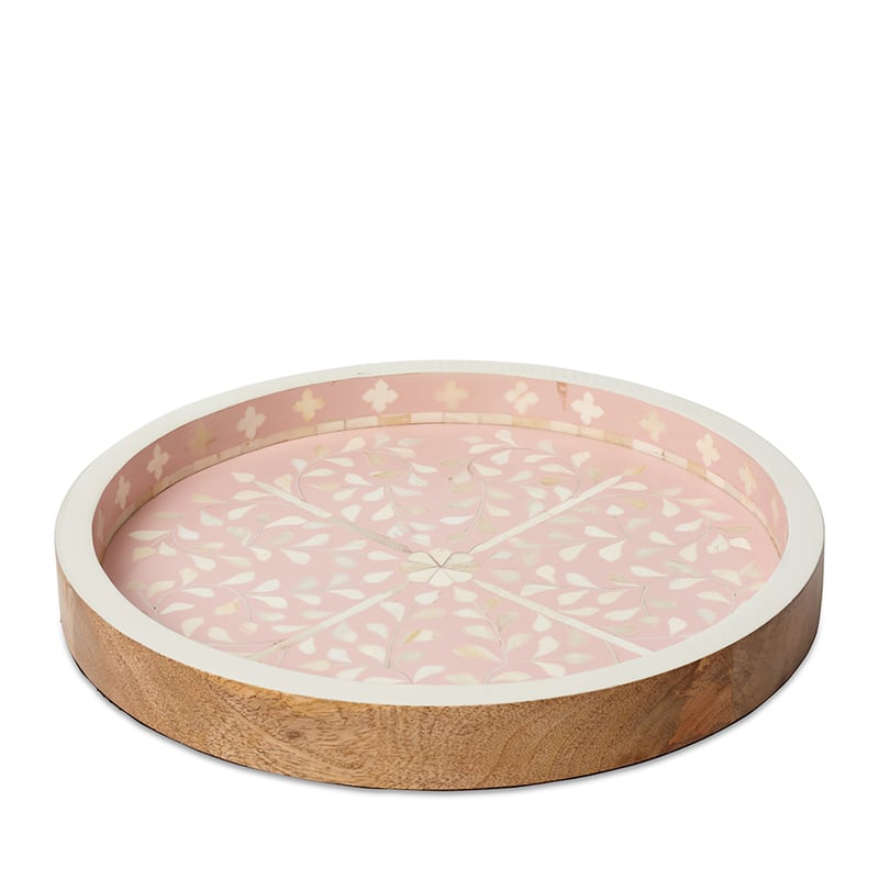 Priya Pink & White & Natural Round Tray