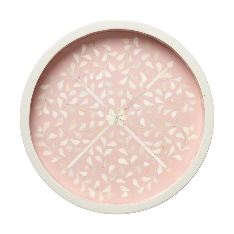 Priya Pink & White & Natural Round Tray