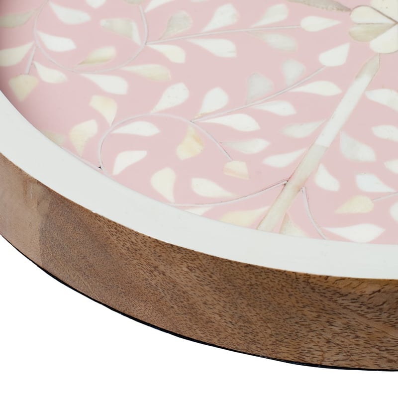 Priya Pink & White & Natural Round Tray