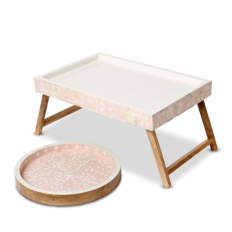 Priya Pink & White & Natural Round Tray