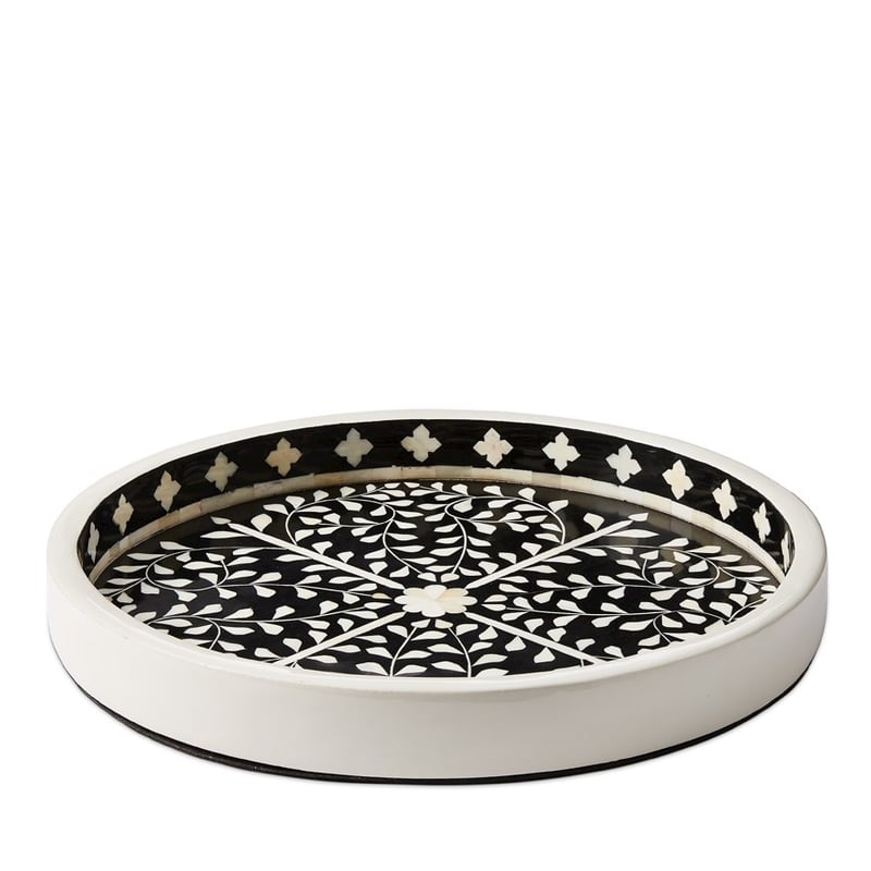 Priya Black & White Round Tray