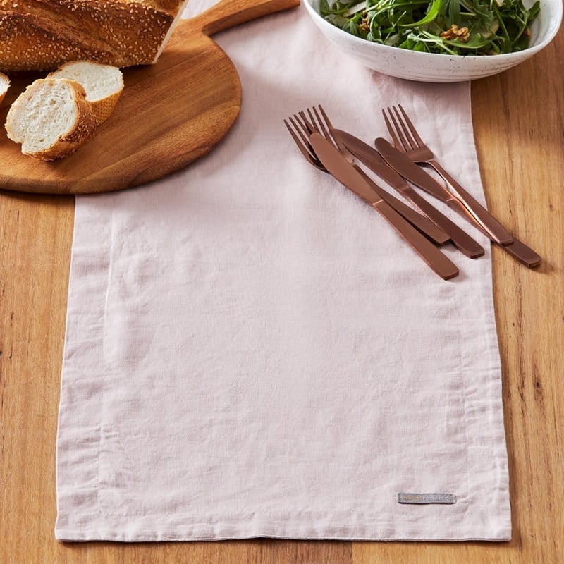 Vintage Washed Linen Nude Pink Table Runner
