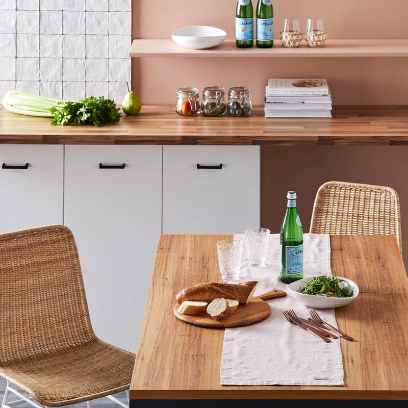 Vintage Washed Linen Nude Pink Table Runner