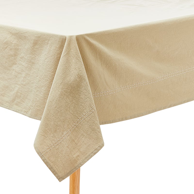 Stonewashed Cotton Soft Khaki Tablecloth