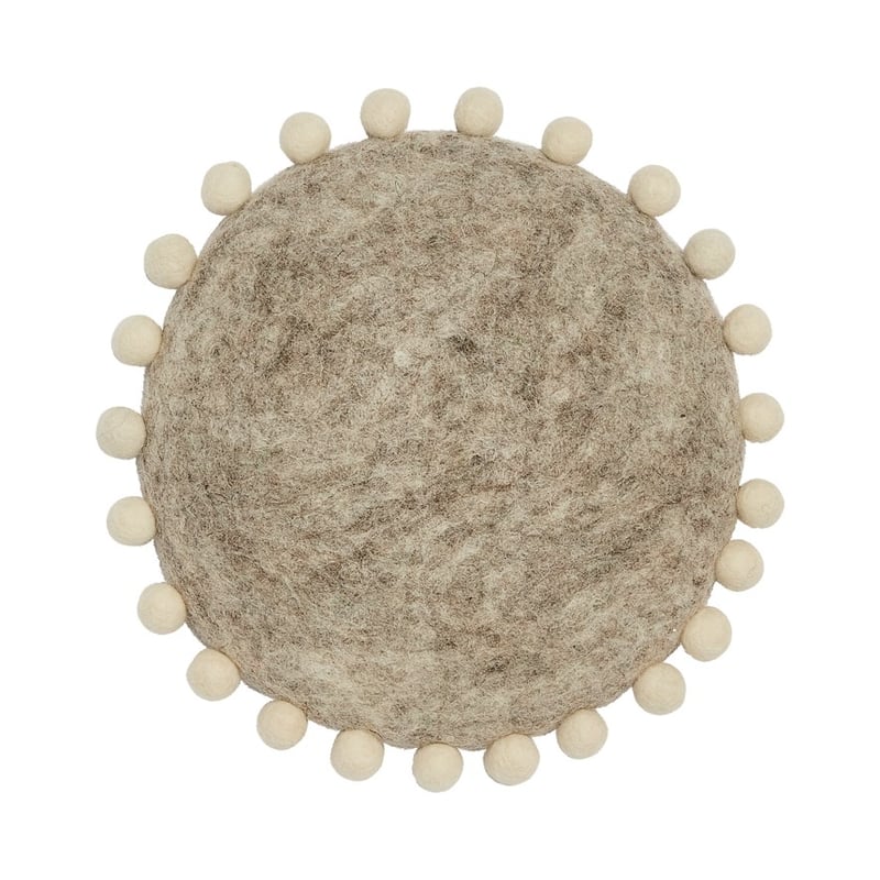 Kumari Wool Collection Grey & White Pom Pom Trivet