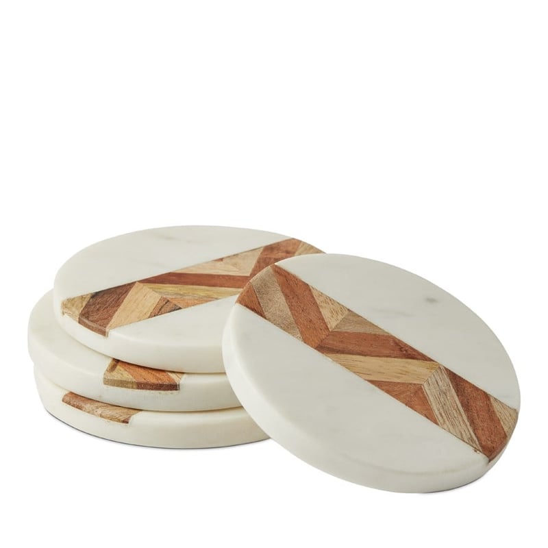 Wyoming Natural & White Marble Coasters Set of 4