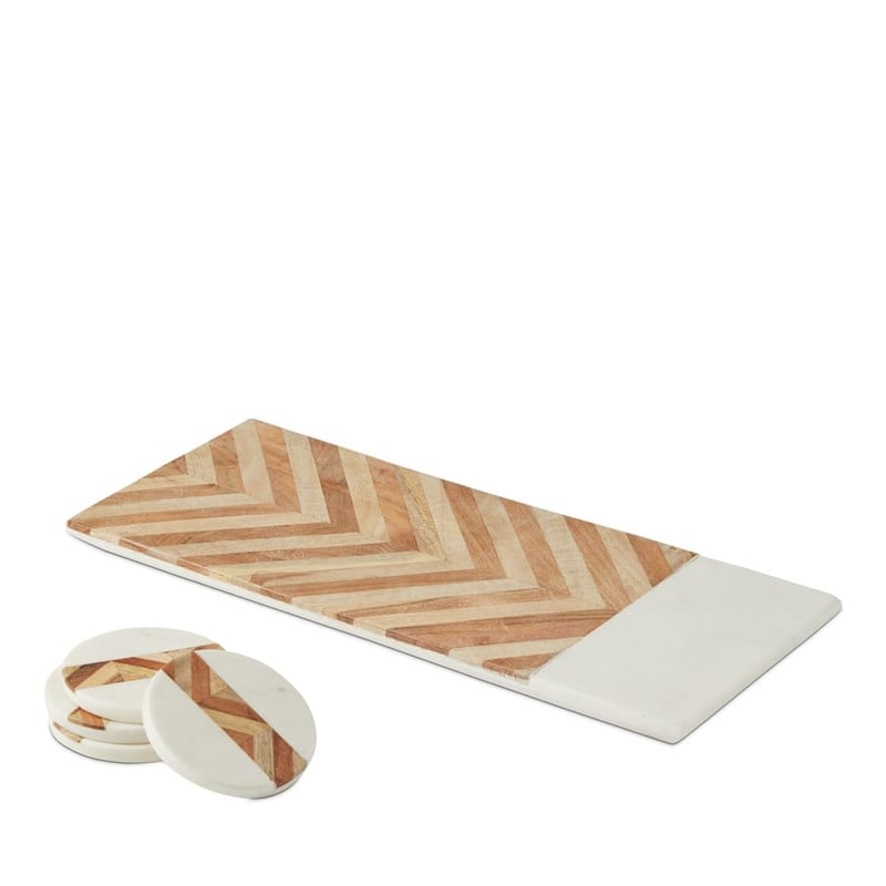 Wyoming Natural & White Marble Coasters Set of 4