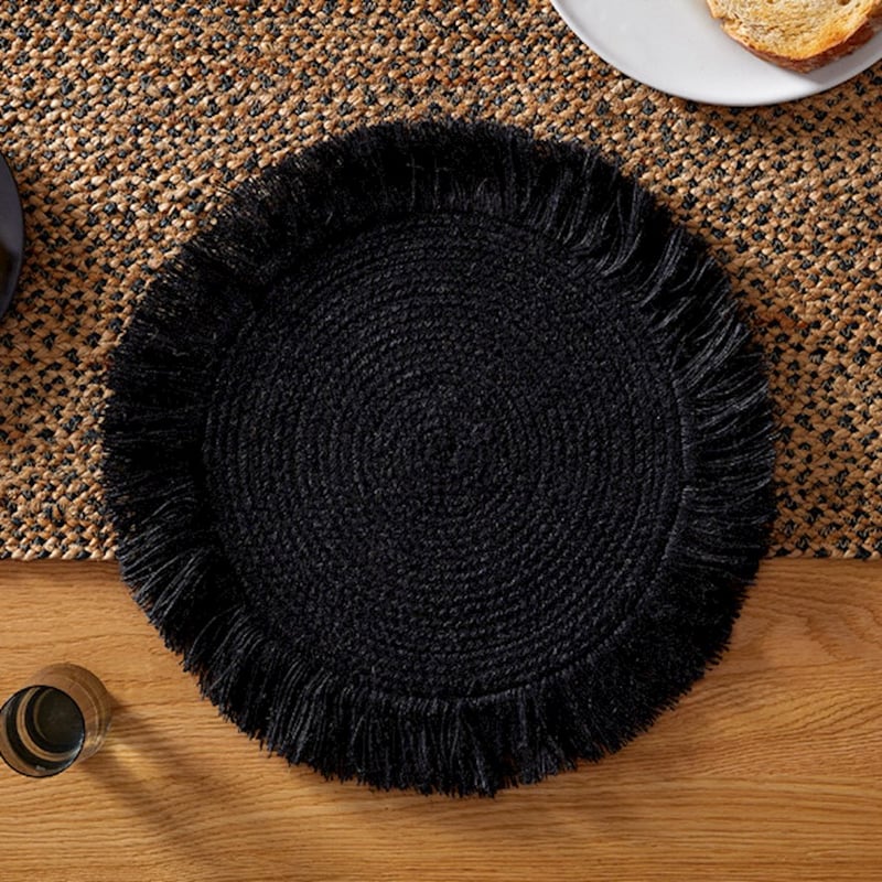 Modena Black Fringe Placemat