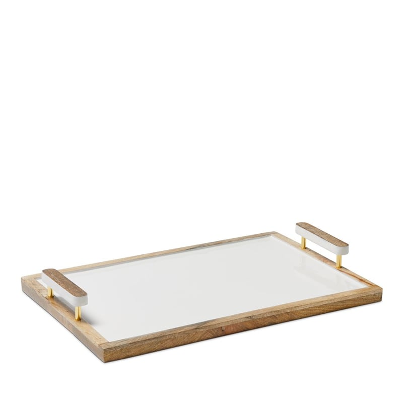 Blanco Natural & White Timber Tray 