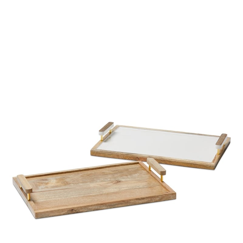 Blanco Natural & White Timber Tray 