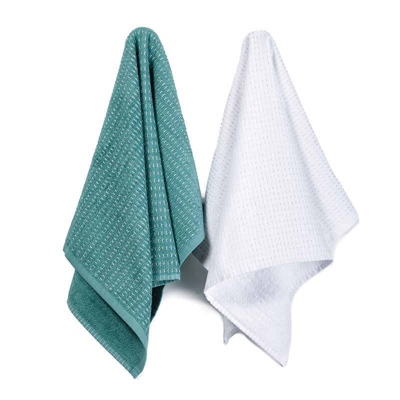 Letti Tea Towel Silver & Mint Pack of 2