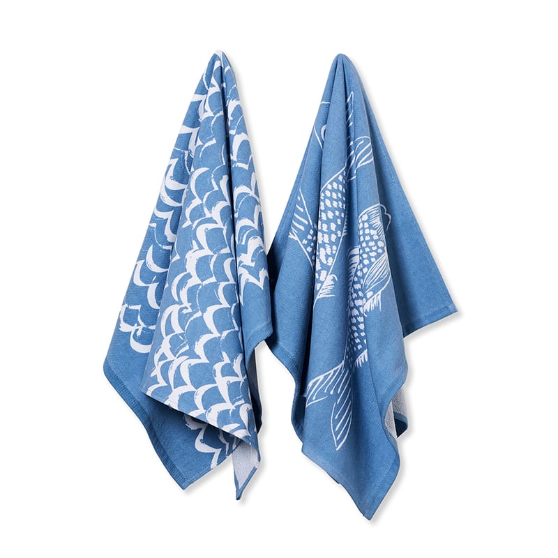 Emerson Printed Tea Towels Fish Pack of 2
