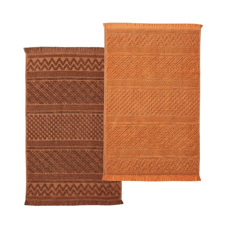 Turin Mocha and Coral Tea Towel 2 Pack