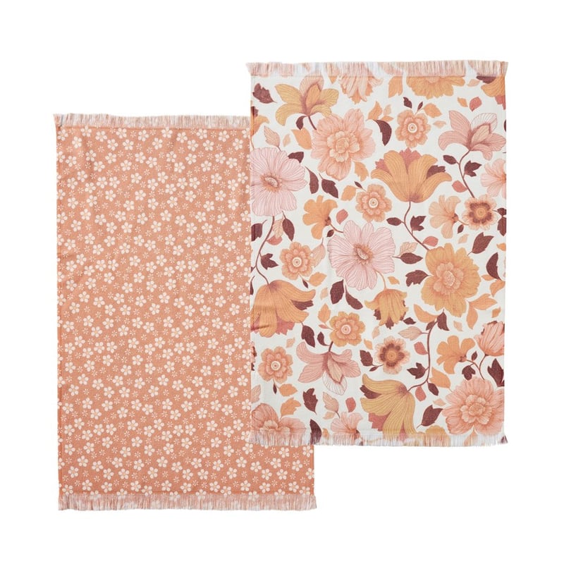 Wandering Folk Dawn Floral Daisy Tea Towel 2 Pack