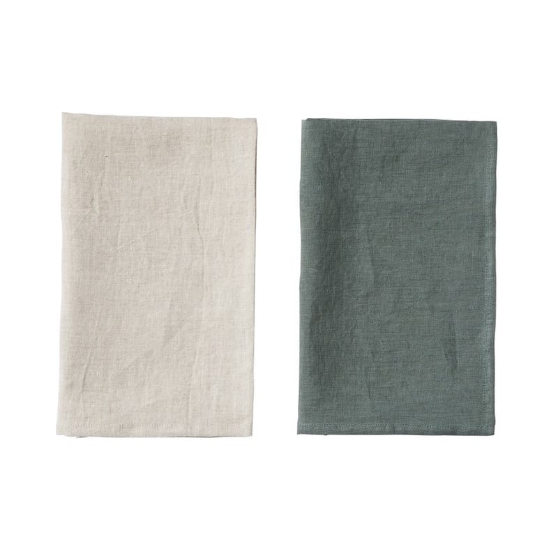 Almere Cyprus & Natural Vintage Washed Linen Tea Towel 2 Pack