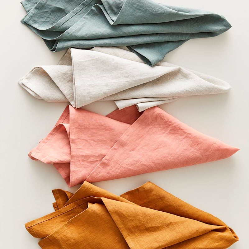 Almere Cyprus & Natural Vintage Washed Linen Tea Towel 2 Pack