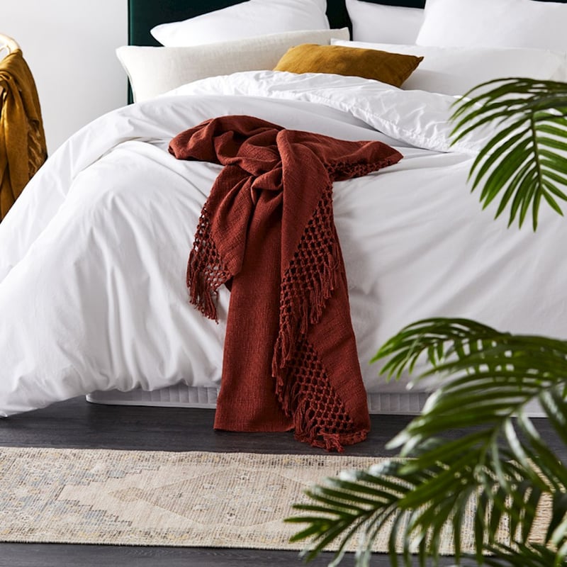 Macrame Deep Rust Knot Throw