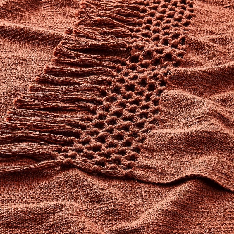 Macrame Deep Rust Knot Throw