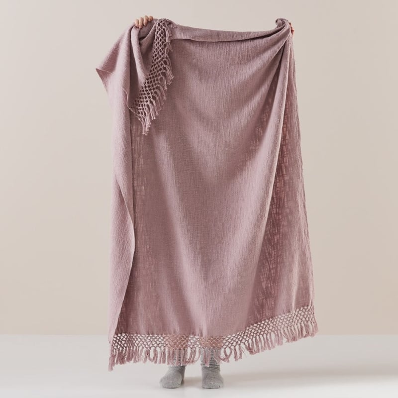 Macrame Mauve Knot Throw