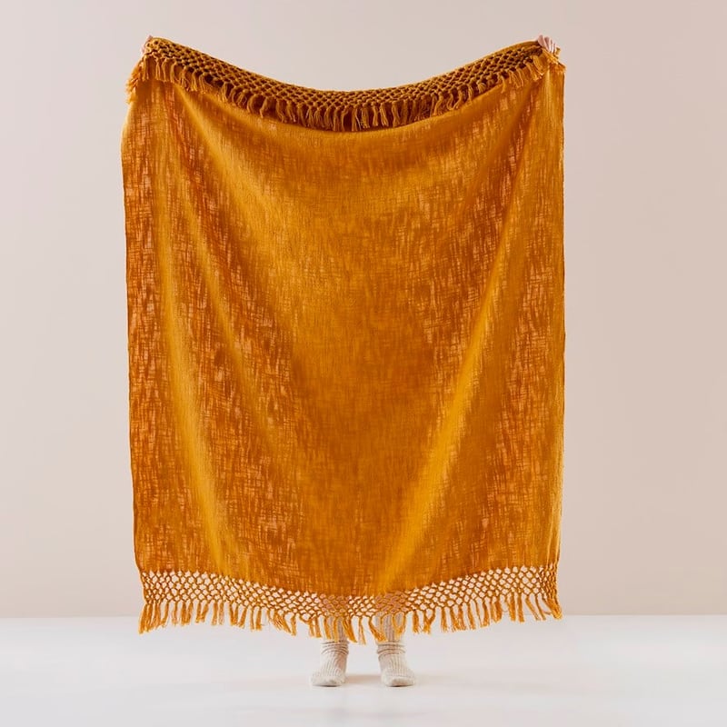 Macrame Mustard Knot Throw