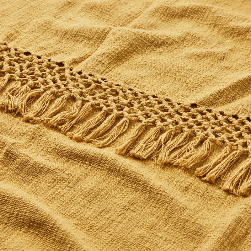 Macrame Mustard Knot Throw