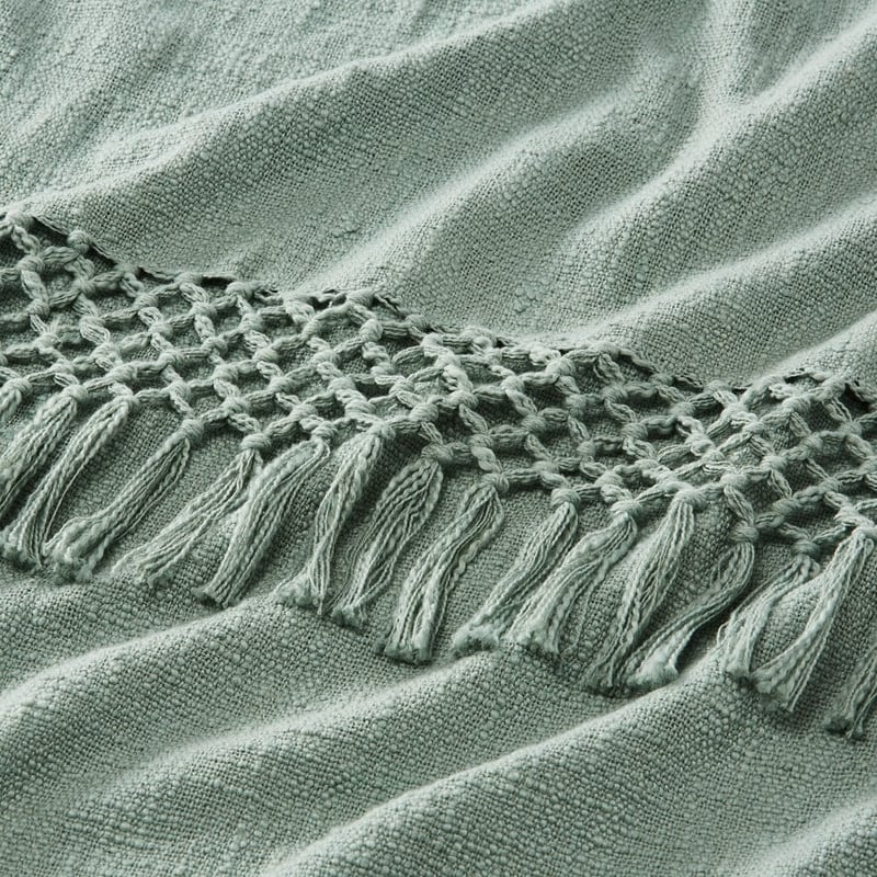 Macrame Soft Green Knot Throw