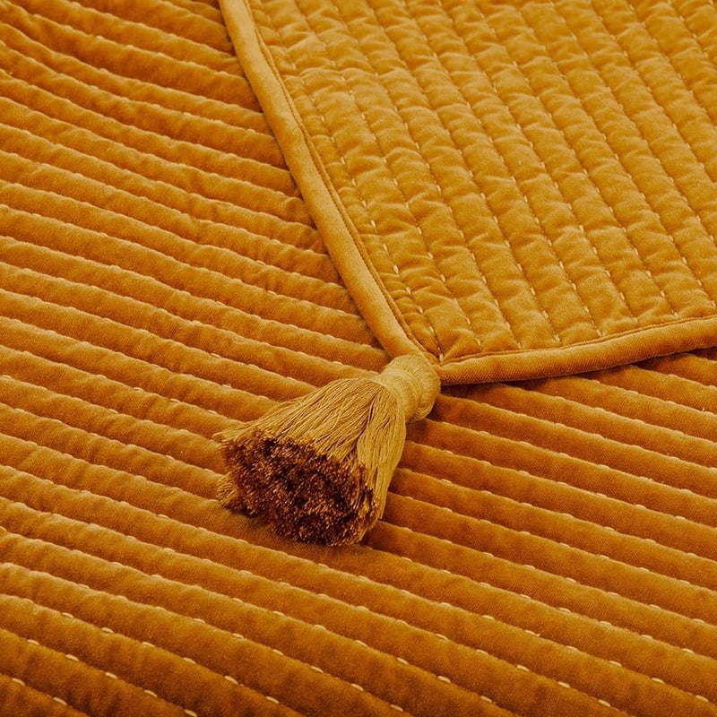 Colmar Mustard Velvet Throw