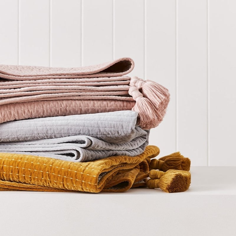 Colmar Mustard Velvet Throw