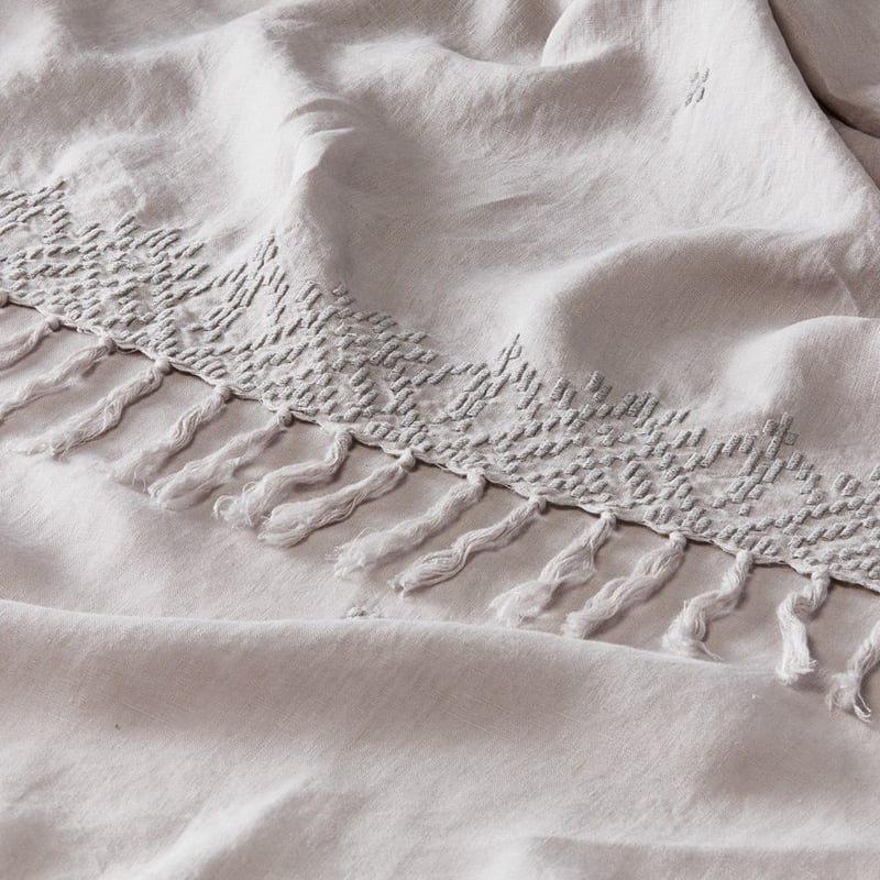 Madaya Silver Linen Throw
