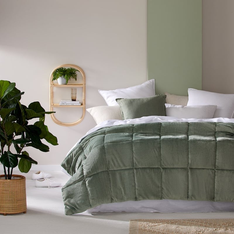Plush Sage Quilted Blanket