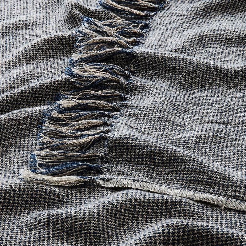 Kennedy Navy Bamboo Linen Throw