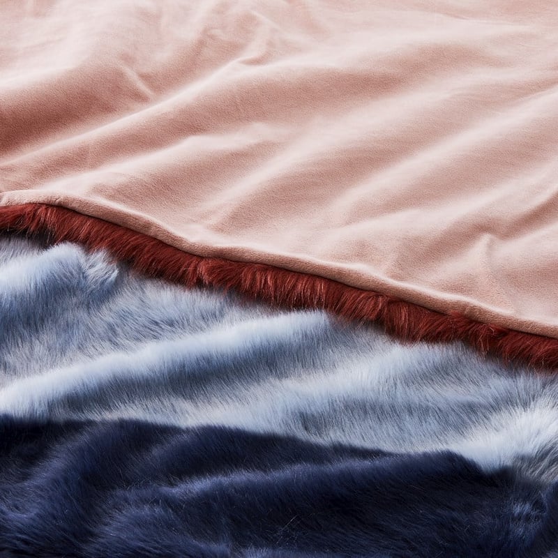 Oslo Blue & Rust Fur Throw 