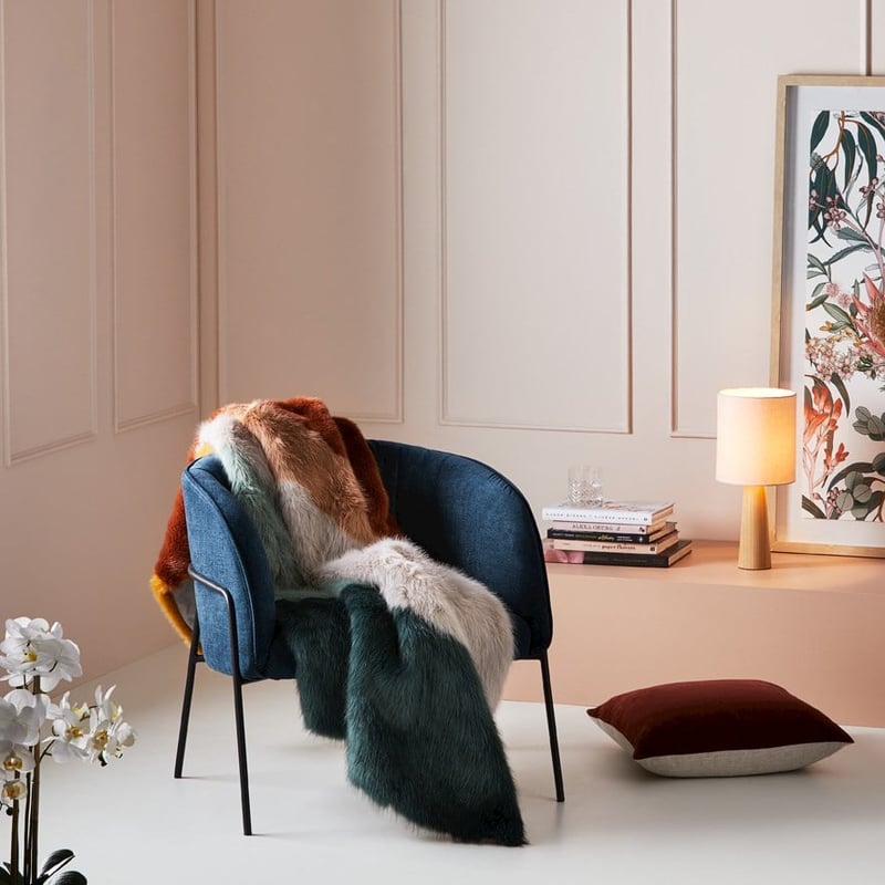 Oslo Green & Mustard Fur Throw