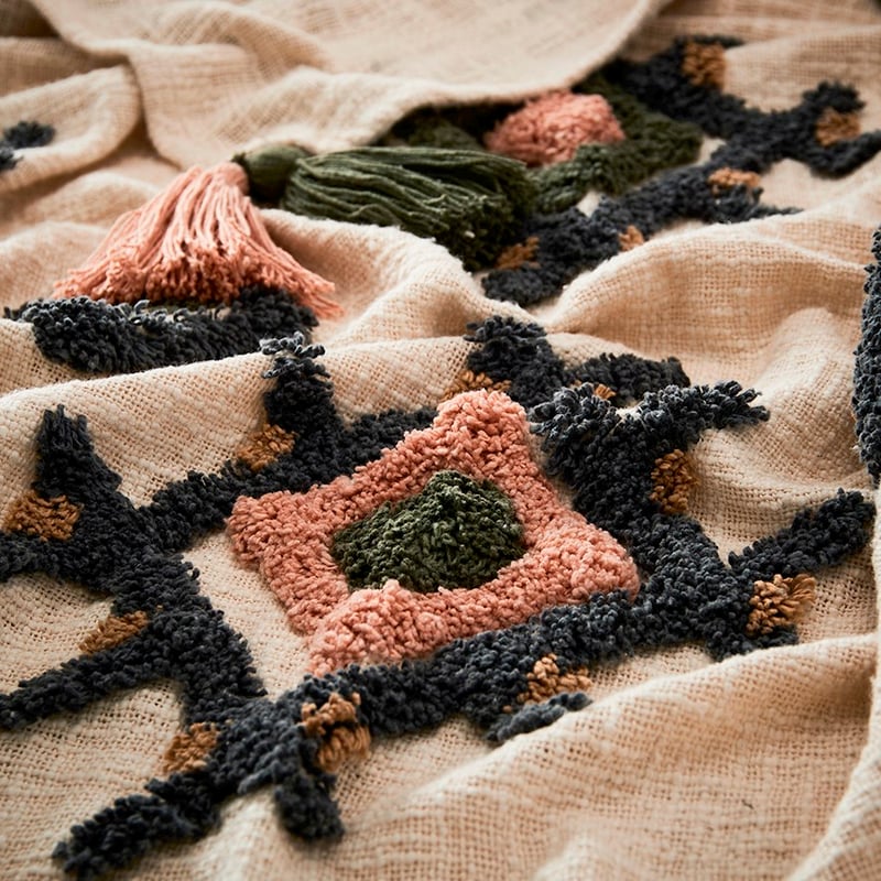 Gibson Slate & Pink Tufted Throw