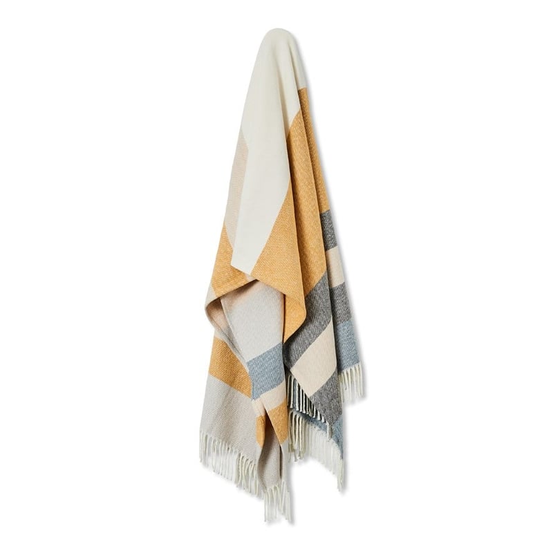 European Burano Mustard & Blue Throw