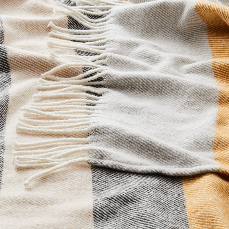 European Burano Mustard & Blue Throw