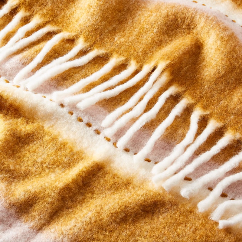 Pasadena Mustard & Pink Mohair Throw