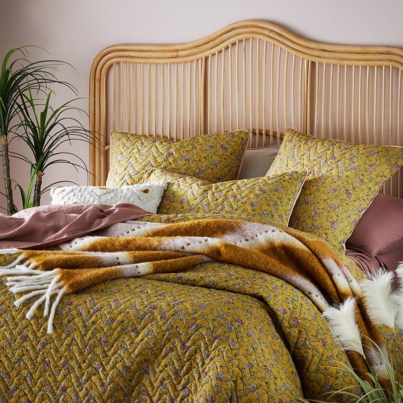 Pasadena Mustard & Pink Mohair Throw