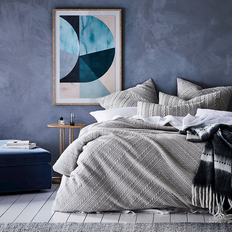 Pasadena Navy & Teal Mohair Throw