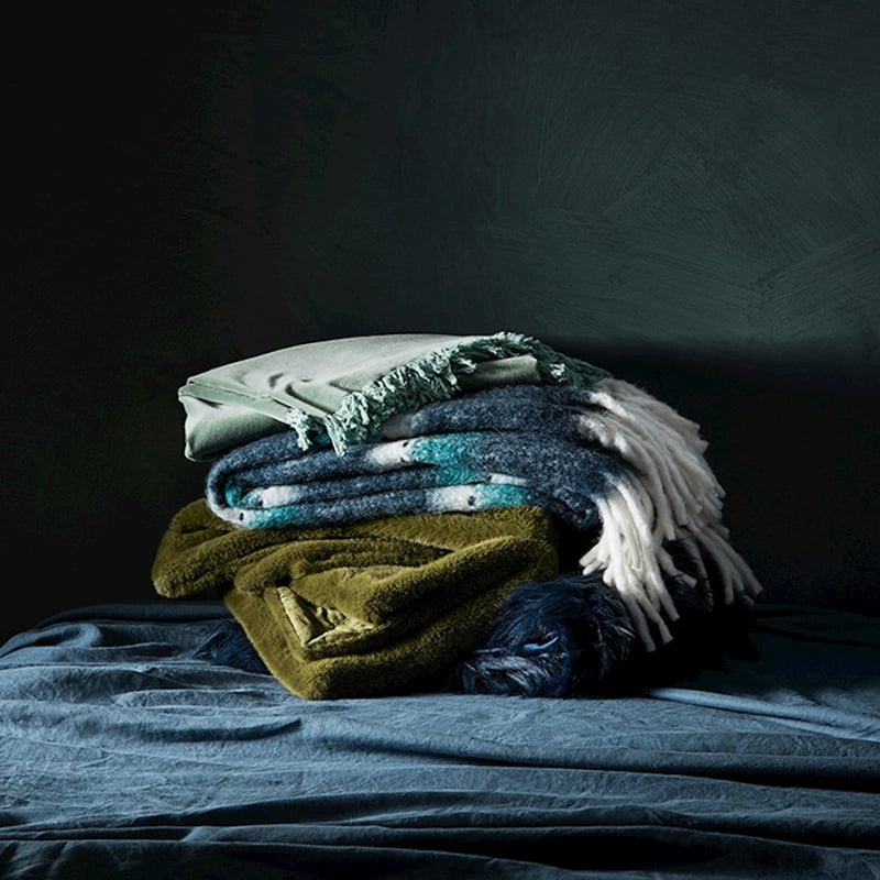 Pasadena Navy & Teal Mohair Throw
