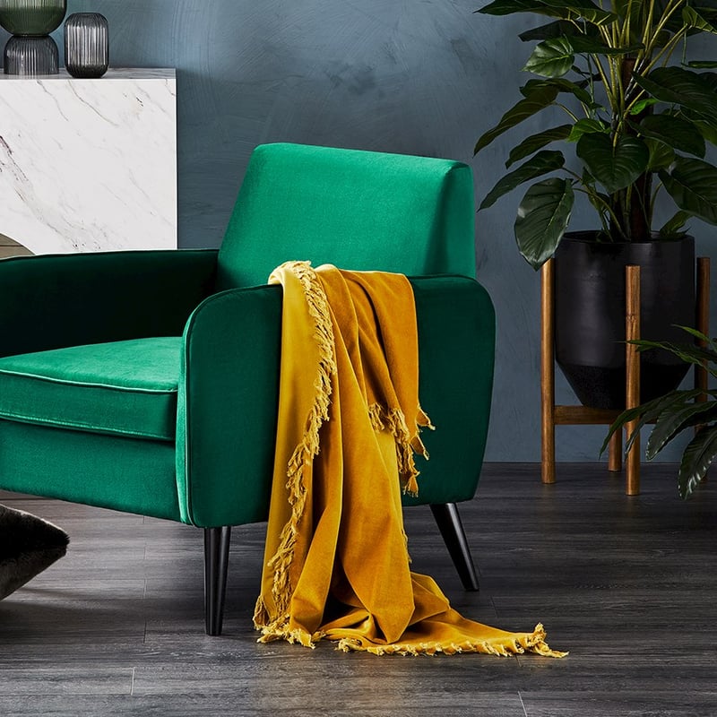 Elwood Mustard Velvet Throw