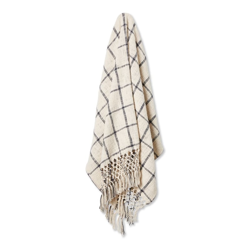 Macrame Natural Check Knot Throw