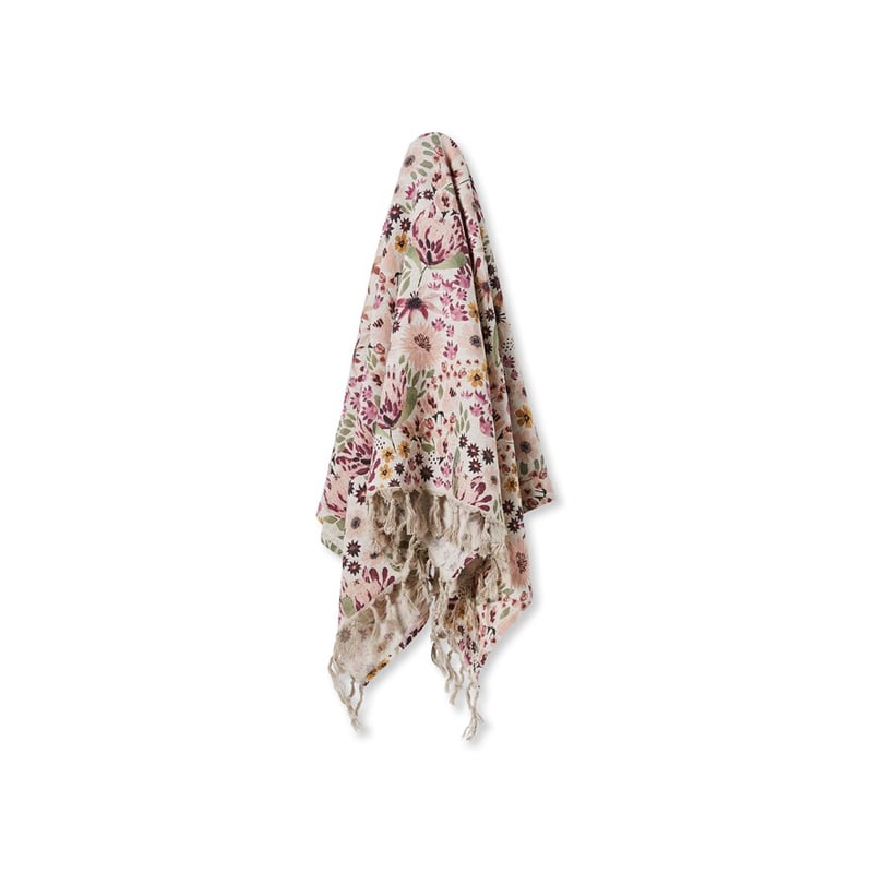 Native Bouquet Pink Linen Throw