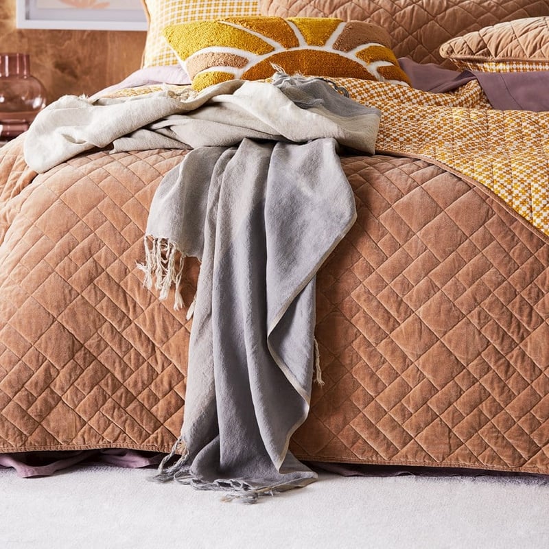 Malmo Grey Check Linen Throw