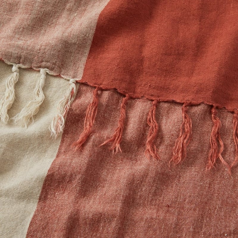 Malmo Rust Check Linen Throw